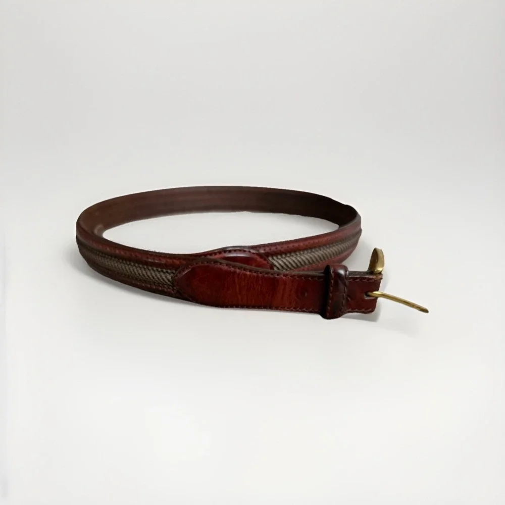 Brighton‎ Woven Braided Leather Belt Brown 38 Equestrian Brass Buckle